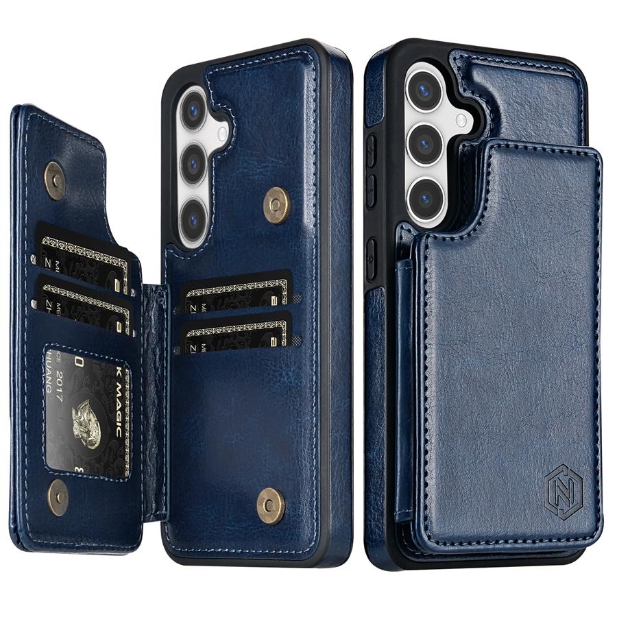 Кошелек однотонный кожаный чехол с магнитной двойной пряжкой и RFID-картой для Samsung Galaxy S24 Ultra S23 FE S22 Plus S21 S20