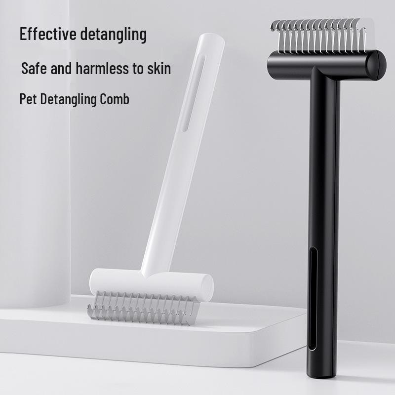 Pet Knot Detangling & Deshedding Comb for Dogs & Cats - Stainless Steel Thinning & Hair Removal Brush
