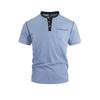 Mens Stand Collar Button Short Sleeve Business Casual Solid Polo Shirt