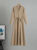 French Knitted A-line Dress & Matching Coat - Women's Slimming Autumn/Winter Woolen Base Layer