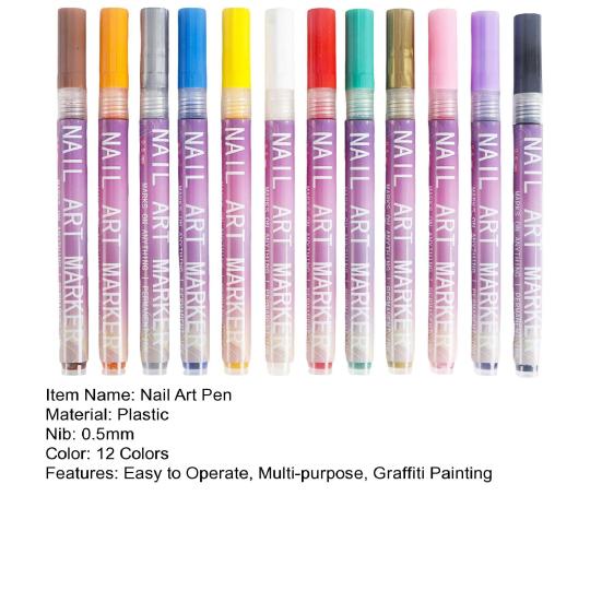 1 набор 12 цветов ручки для нейл-арта DIY гель-нейл-арт акриловые маркеры для рисования