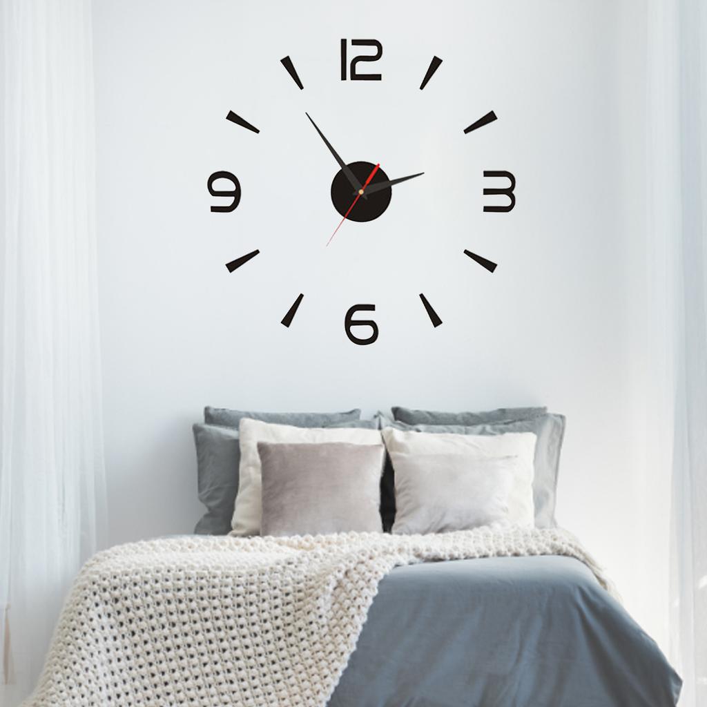 DIY Wall Clock 40cm Small Black Modern Simple European Style Silent Acrylic Frameless DIY 3D Wall Clock
