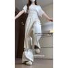Korean High Waist Wide-Leg Suit Pants for Women - Slimming, Loose, Casual Style