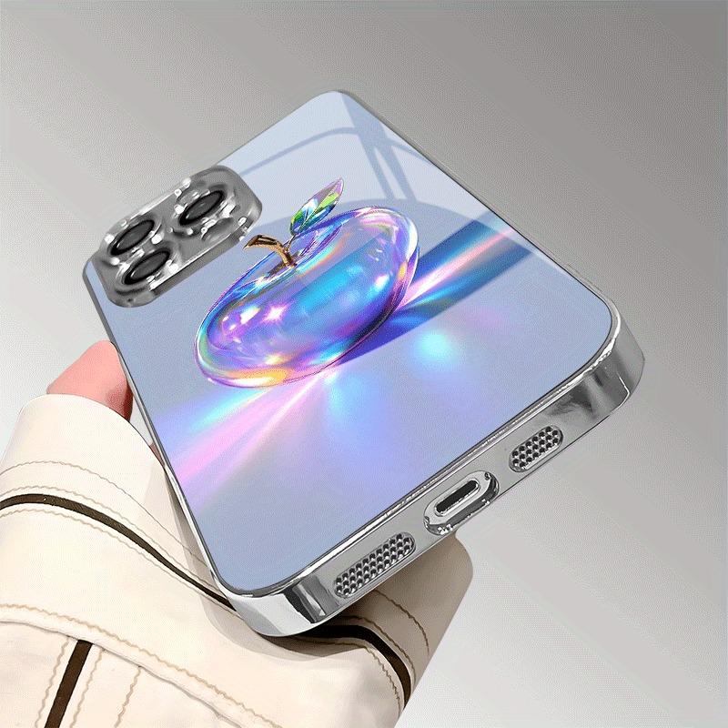 Роскошный радужный кристалл с узором Apple Закаленное стекло Чехол для телефона Для iPhone 17 16 15 14 13 12 11 Pro Max Plus 16E 17Air Чехол