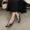 Туфли на высоком каблуке, французские ретро-полушапки, новинка 2025 года, летние ленивые однопедальные классные тапочки, женская обувь
