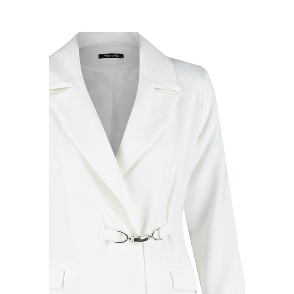 Тканый жакет с аксессуарами цвета экрю и завязками Tctaw24ck00035