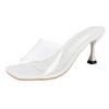 Hot   Summer Pumps Sandals PVC Jelly Slippers Open Toe High Heels Women Transparent Perspex  Shoes Heel Clear