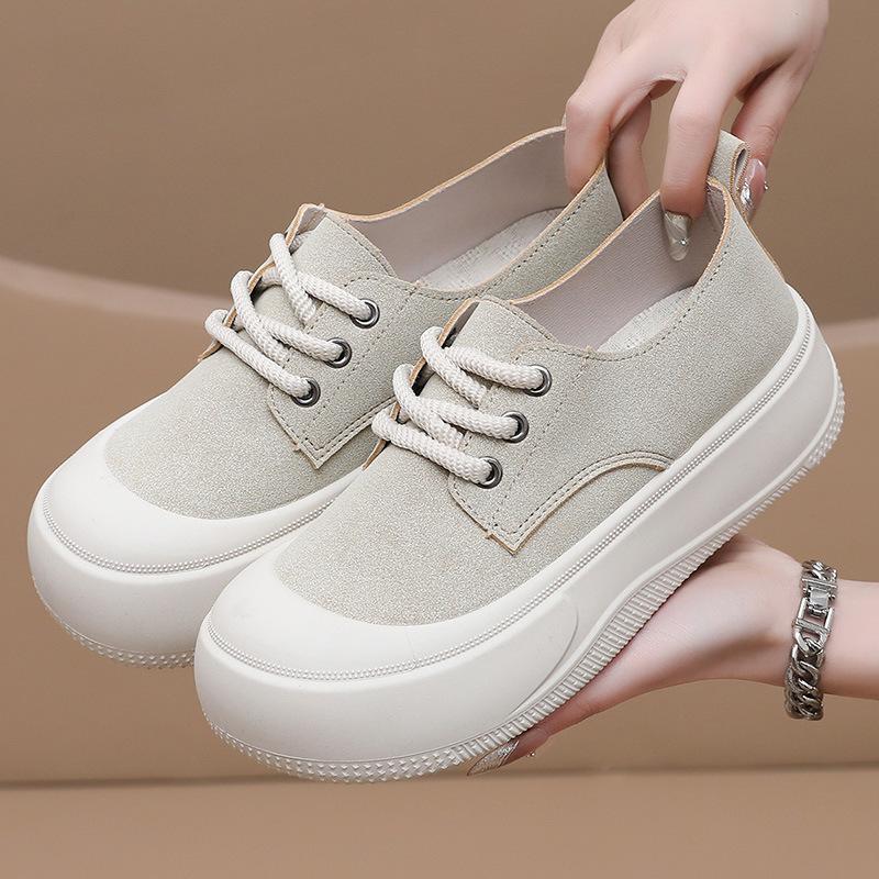 Повседневная обувь на платформе для женщин Легкие кроссовки из искусственной кожи Теннисные туфли на шнуровке Удобная обувь для ходьбы Женские нескользящие дышащие низкие туфли