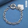 925 Sterling Silver Heart-shaped Pendant Bracelet OT Buckle Fashionable Wedding Jewelry