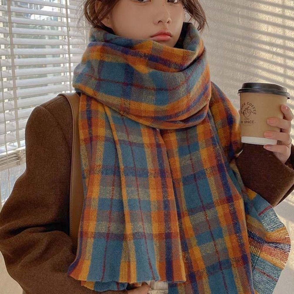 Wool Scarves Winter Cashmere Scarves Plush Long Shawl Classic Cape Wraps Autumn Winter