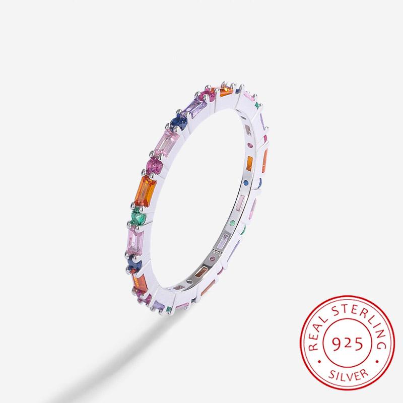 Изысканное красочное кольцо из серебра 925 пробы с цирконием для женщин, модные вечерние украшения, серебряные украшения, ювелирные изделия из стерлингового серебра высокого качества, подарок на годовщину