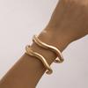PuRui Gothic 2Pcs/Set Gold Color Smooth Curved Opening Bangle Punk Chunky Thick For Women Banquet Bracelet Zircon Accessories