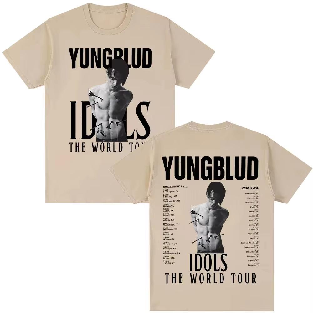 2026 ВеснаЛето Yungblud IDOLS Мировой Тур Футболка для Мужчин и Женщин Хип-Хоп Повседневная Хлопок Уличная Футболка   Yungblud IDOLS
