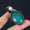 Emerald Lab-Created & Moonstone Gemstone Handmade Pure Copper Wire Wrap Jewelry Pendant For Women