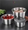 304 Stainless Steel Fresh-keeping Box, Food Grade Round Lunch Box, Picnic Fruit Bento Box, Sealed with Lid, Bowl Packaging