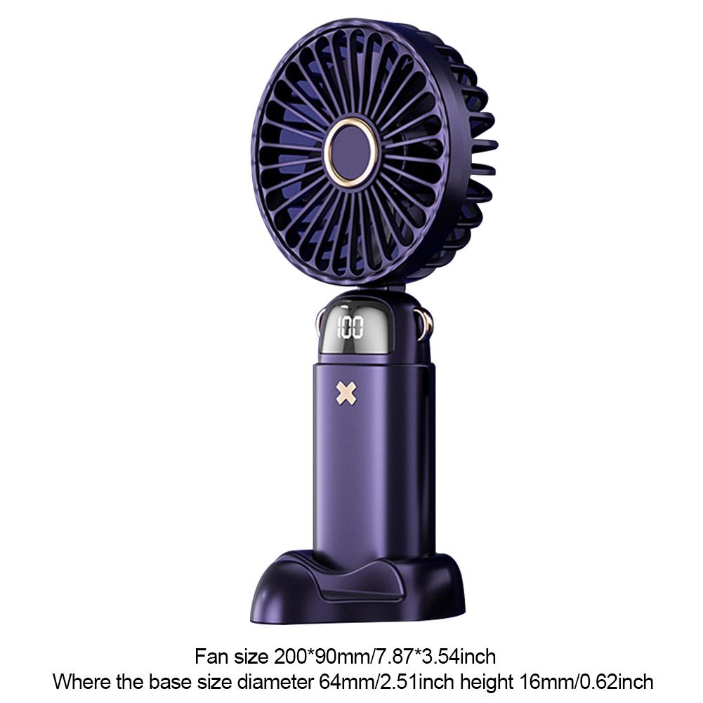 Электрический вентилятор Портативный кондиционер 3000 мАч 5-скоростной USB перезаряжаемый вентилятор с подставкой для телефона Портативный ручной вентилятор для домашнего офиса