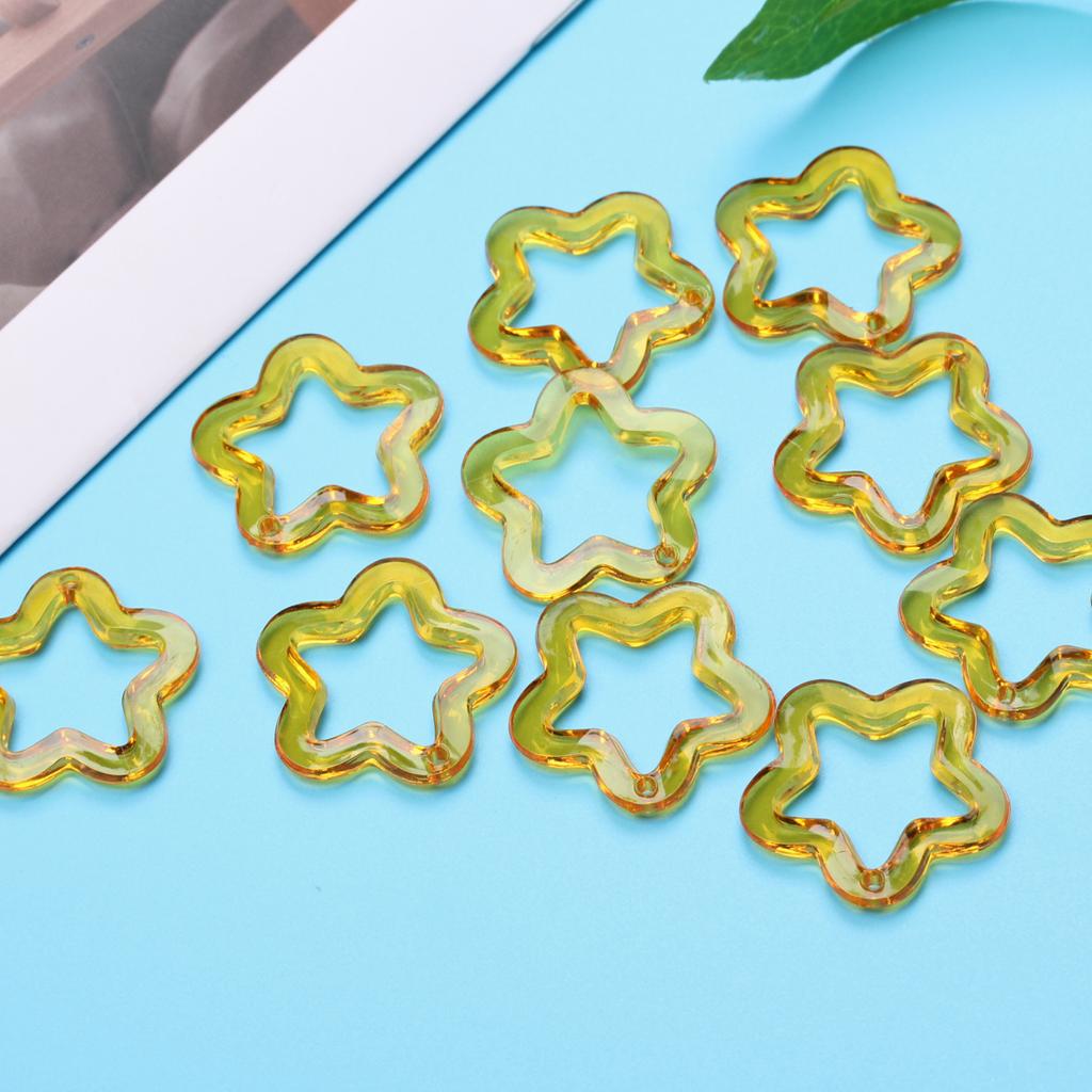 Material Creative Handmade Acrylic for Bracelet Earring Making 30mm Star Loose Beads 10Pcs Pentagonal Pendant Transparent Charms Fashion  Accessories