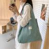 Издание освежающая сумка-жилет Lake Blue, модная клетчатая плетеная ручная сумка на плечо, школьная тканевая сумка для класса