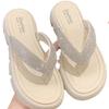 Fashion Slippers Women Shiny Crystal Wedge Sandals Summer Comfortable Soft-soled Sandals Outdoor Fashionable Shoes Flip-Flops De Mujer