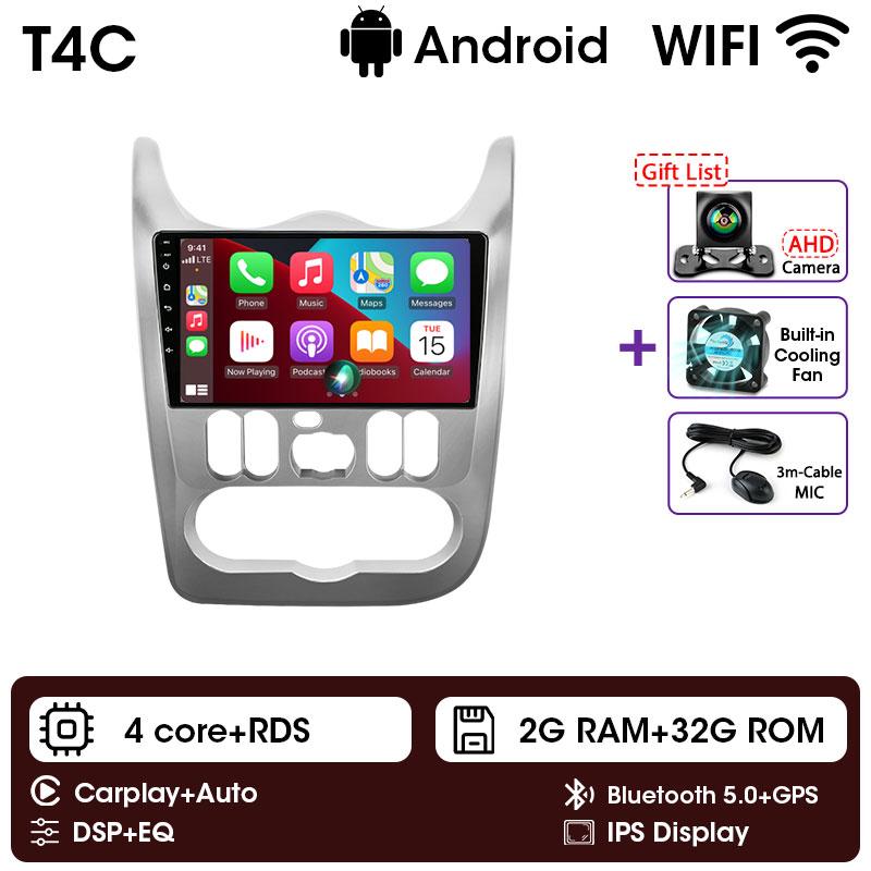 Srnubi autoradio pour Renault Logan 1 Sandero 2009 - 2015 pour Dacia Duster 2010 - 2017 Carplay Android Auto BT GPS unité principale