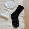 Wood Ear Edge Polka Dot Piles Of Socks, Socks, Trendy Cotton Socks, Summer Thin Ballet-Style Stockings