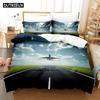 3D Airplane Bedding Set, Down Duvet Cover with Pillowcase, Single Bed, Double Bed, Full Size Home Decoration Gift