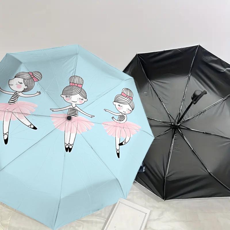 1PC Ballerina Ballet Umbrella-8-Rib Reinforced Portable Folding Travel Suitable for All Seasons Outdoor Daily Use-G407