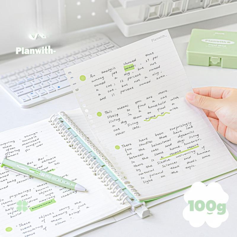 Planwith Friends Program, Four Leaf Clover Loose-leaf Book, Removable Horizontal Line Inner Page Student Workbook B5 Notebook