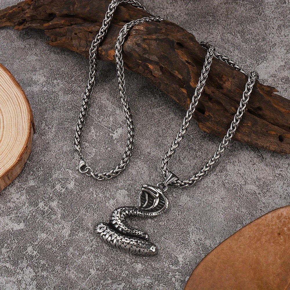 New European and American Cobra Pendant Hip Hop Versatile Titanium Steel Necklace