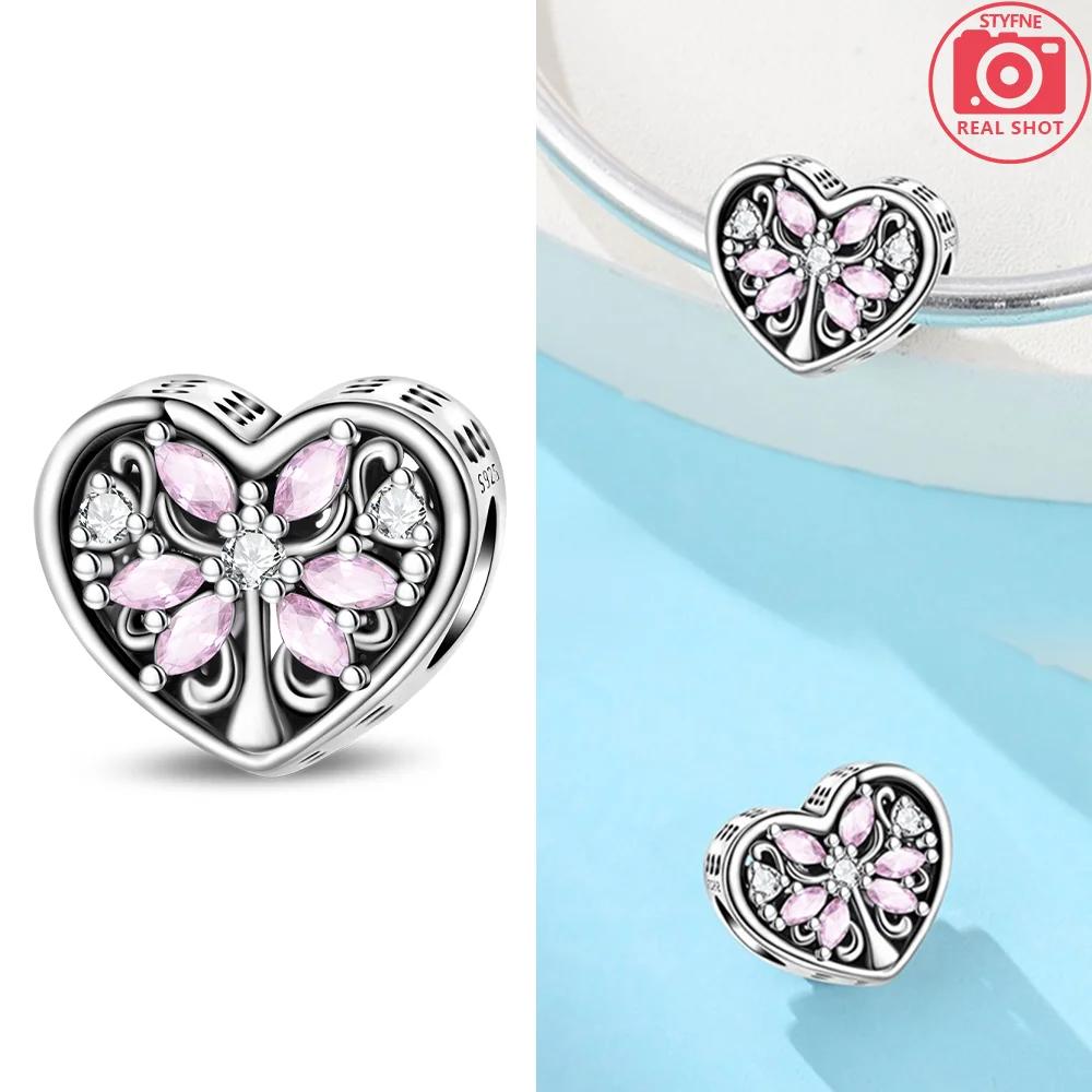 Heart Zircon Charm Bead Charms Authentic Classic copper Plated Lotus Angel Bead Charms Compatible With Bracelets Women Do It Yourself Jewellery Fine G