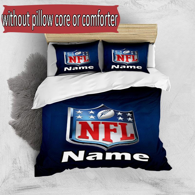 3pcs Duvet Cover Set (1*Duvet Cover + 2*Pillowcase, Without Core), Custom Name NFL Pattern Bedding Set, Home Bedroom Decor Gift