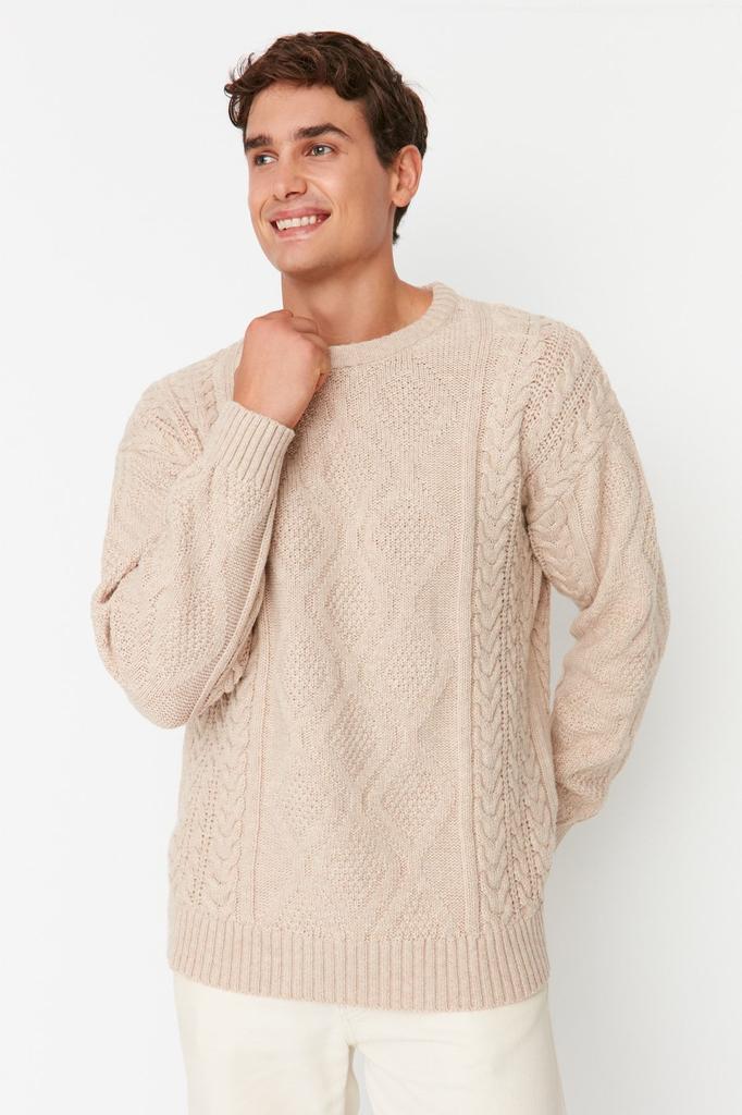 Мужской модный стильный свитер унисекс с камнями большого размера, широкий крой с круглым вырезом, плетеный трикотаж с волосами