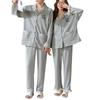 AQRTPXU Matching Pajamas Set for Men and Long Open Matching Relaxed Nightwear for and Winter Couple's Women, Sleeves, Thin, V-Neck, Front, Look, Fit,
