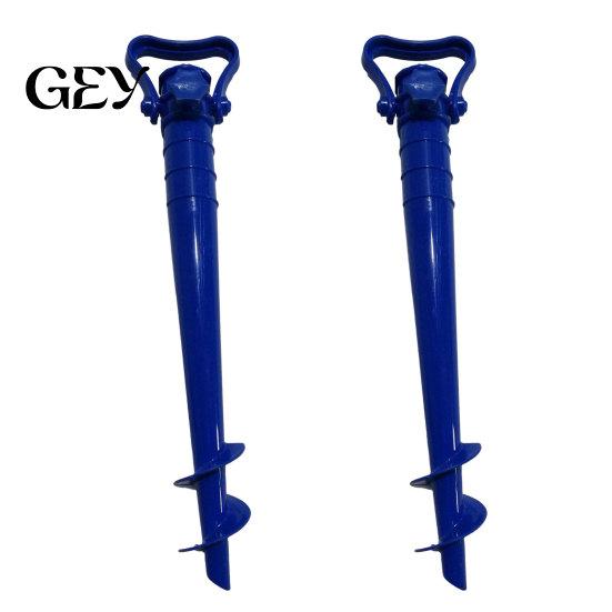 Plastic Umbrella Spike 2Pcs Sun Base with Ground Stake, Screw-in Beach Triangular Handle Stake Holder, Windproof Spiral Stand for Outdoor Yard Garden