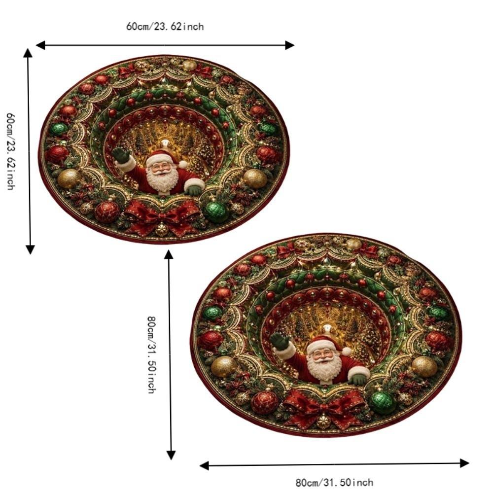 Santa Claus Christmas Rug Non-Slip Xmas Home Decor Atmosphere Decoration 3D Illusion Rug Christmas