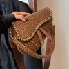1pc Girl's Woven Saddle Bag, Versatile Shoulder Crossbody Bag Handmade Woven Shoulder Bag