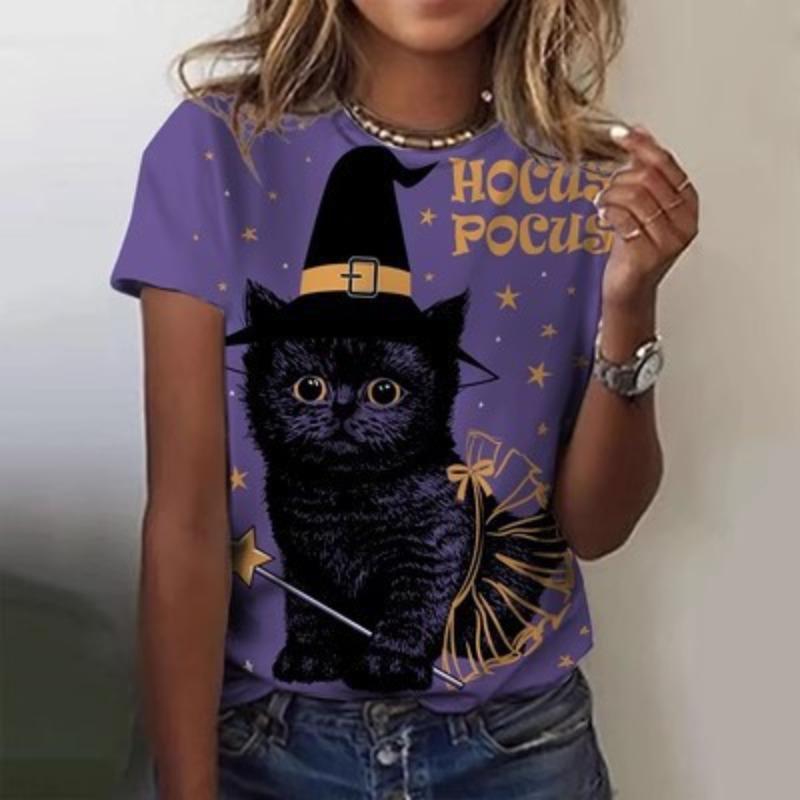 Летняя серия Хэллоуин 3D-печать женские универсальные свободные повседневные женские футболки с круглым вырезом женские