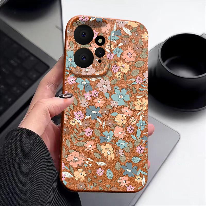 Мягкий противоударный чехол из ТПУ с винтажным цветочным принтом для Xiaomi 13T Pro Poco X6 Redmi Note 14 13 12 Pro 11, матовая кожаная текстура, защитная крышка для объектива