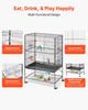 Bird Cage, 930 x 580 x 1510 mm, Flat Top, Wrought Iron Bird Flight Cage with Perches, Slide-Out Tray and Plastic Feeders, for Blue Tit, Cockatiel,