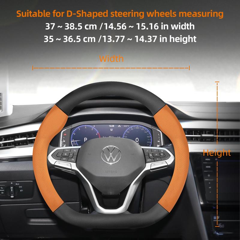 vcxja9 Suitable for Volkswagen Breathable Leather Matte Carbon Fiber Texture Steering Wheel Cover Suitable for Polo Golf 5 6 7 Gol Cc Passat B6 B8