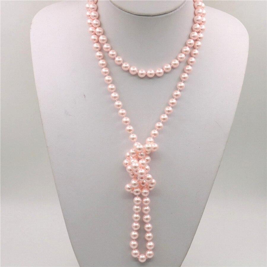 Модные новые аксессуары, детали для рукоделия, 8 мм, розовое ожерелье с жемчугом в виде ракушек океана, 50 дюймов, для девочек, женщин, подарки, орнамент, изготовление ювелирных изделий