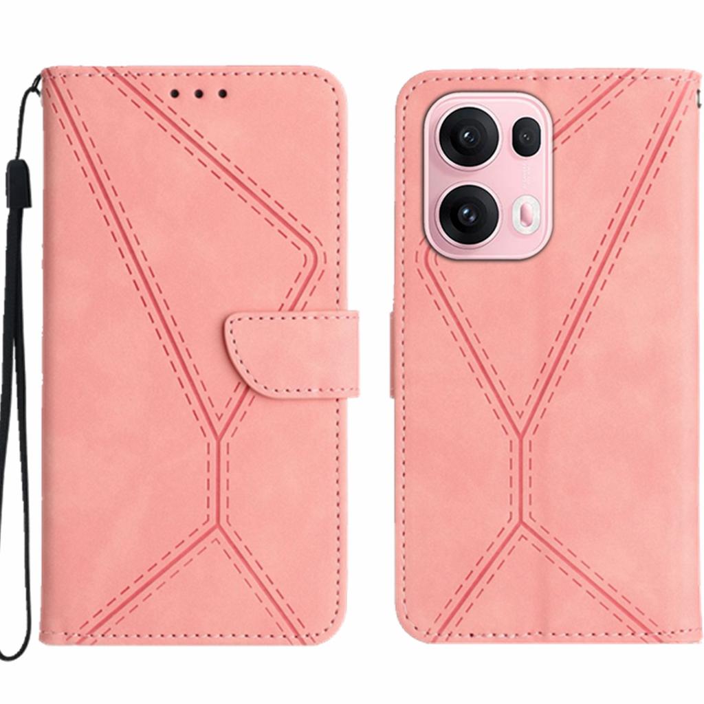 For Oppo Reno13 Pro 5G Case Skin Touch Lines Imprinted PU Leather Flip Phone Cover