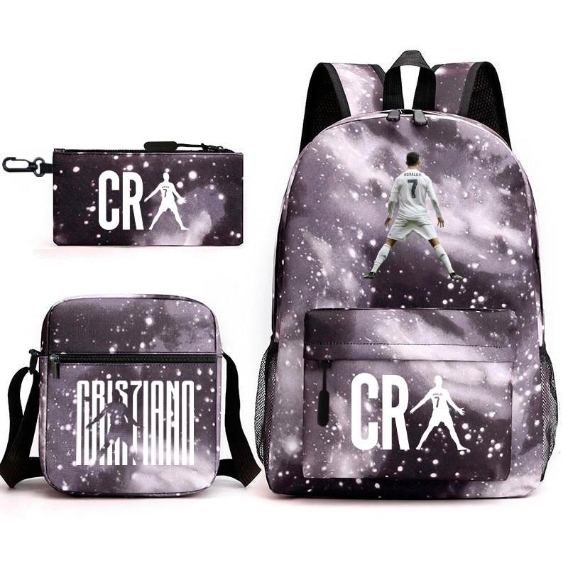 Школьный рюкзак Cristiano Ronaldo для детей, набор для мальчиков и девочек, 15 л, ткань Оксфорд, двухлямочный рюкзак с дышащими мягкими лямками