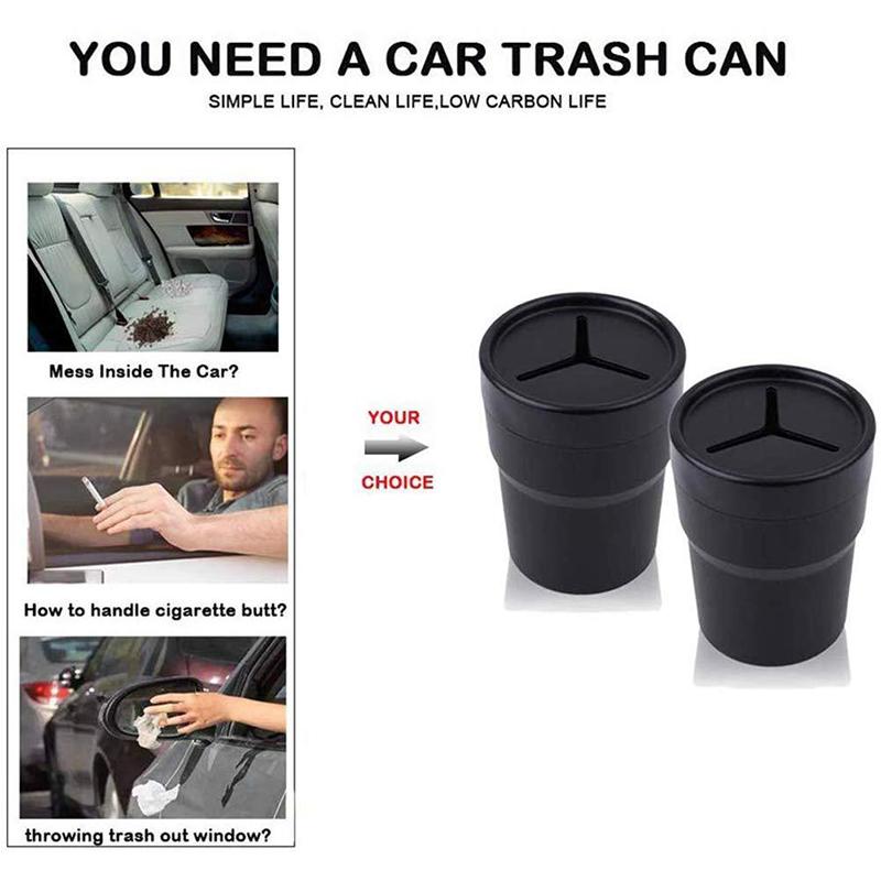 1Pc New Multifunctional Car Mini Trash Bin Cup Holder Car Trash Can Auto Holder Cap Mounts Black Plastic Interior Accessories