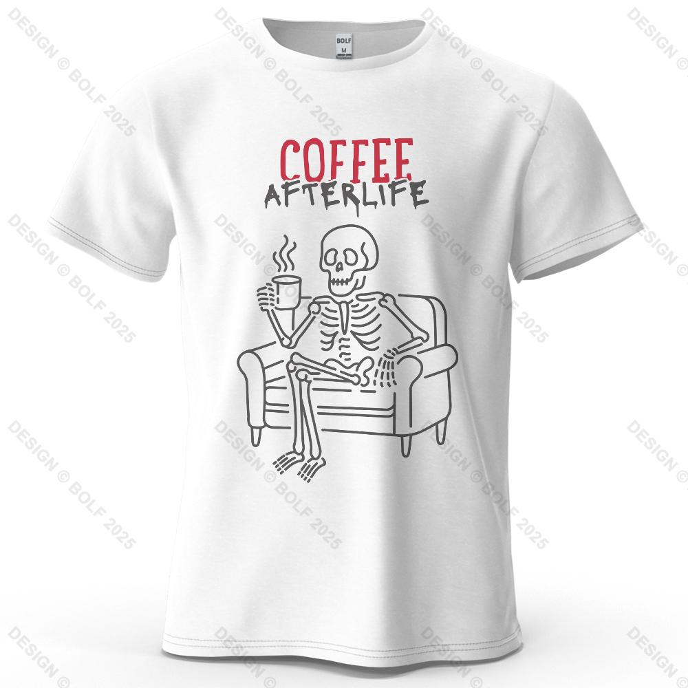 Coffee Afterlife Humorous Printed Unisexs Tshirt 100 Cotton Oversized Relaxed Graphic Tees For Unisex Tops Tees Casual Streetwear