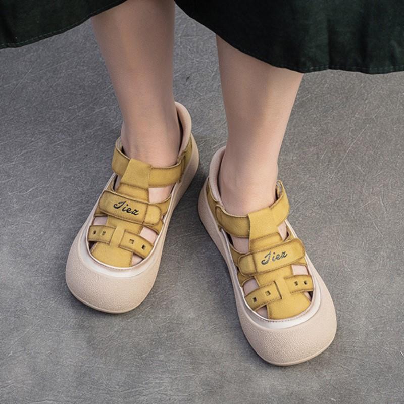 Johnature Comfortable Soft Sole Hollow-out Breathable Genuine Leather Leisure Sandals Versatile Women's Shoes