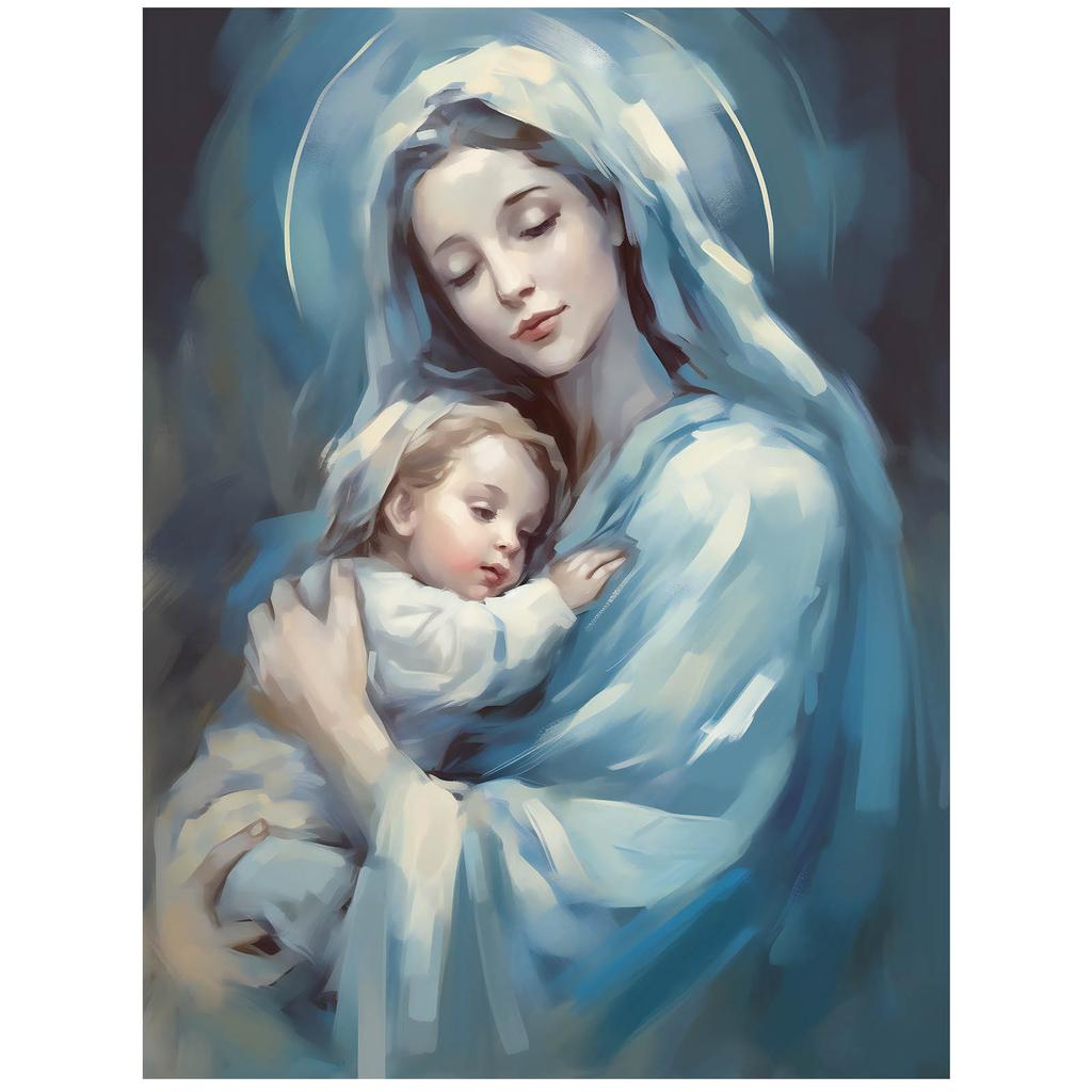 Harmonia Niebieskiej Miłości: Maryja Z Jezusem Harmonia Niebieskiej Miłości: Maryja Z Jezusem, 30X40 Cm, Rama Aluminiowa Czarna, Papier Matowy 230 Gsm