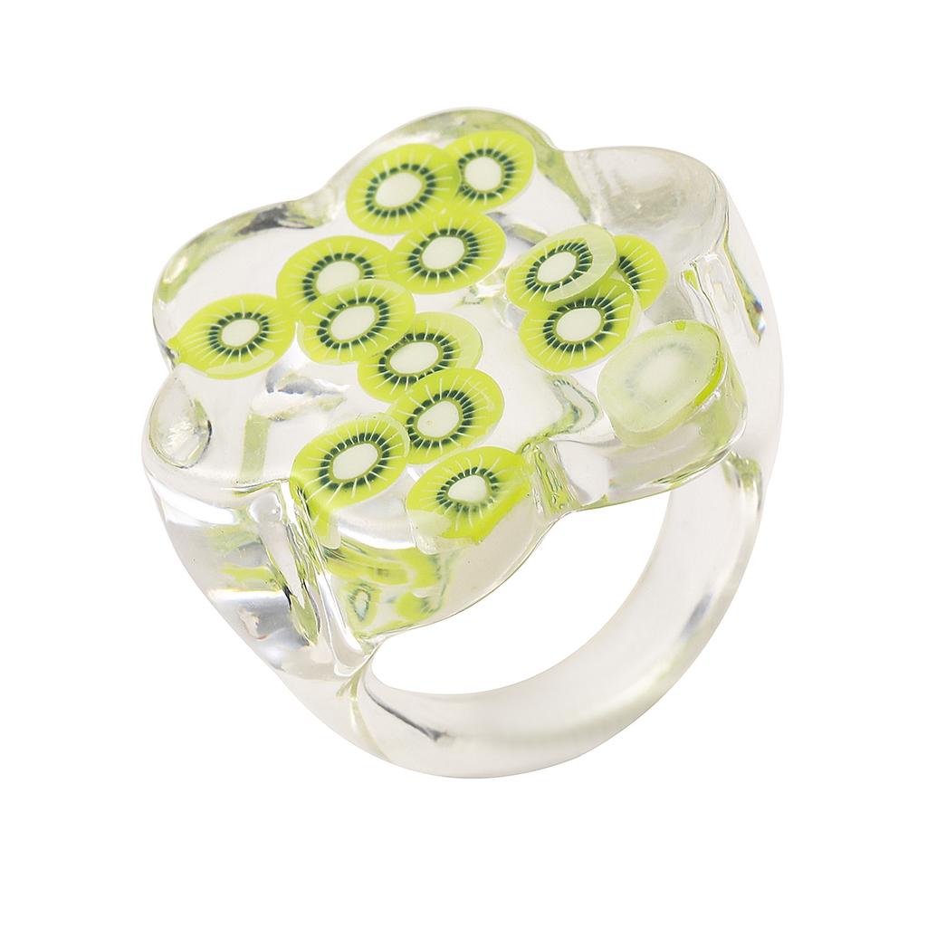 Кольцо из смолы, прозрачное кольцо с фруктами, модное кольцо ручной работы, милое женское дизайнерское стильное кольцо