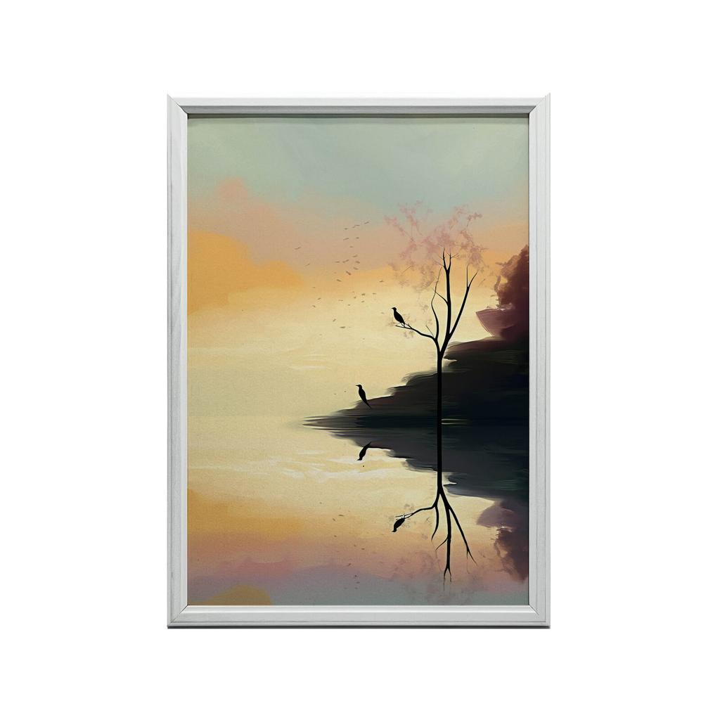 Pastelowy Krajobraz Pastelowy Krajobraz, 70X100 Cm, Rama Drewniana Ciemny Brąz, Papier Matowy 230 Gsm