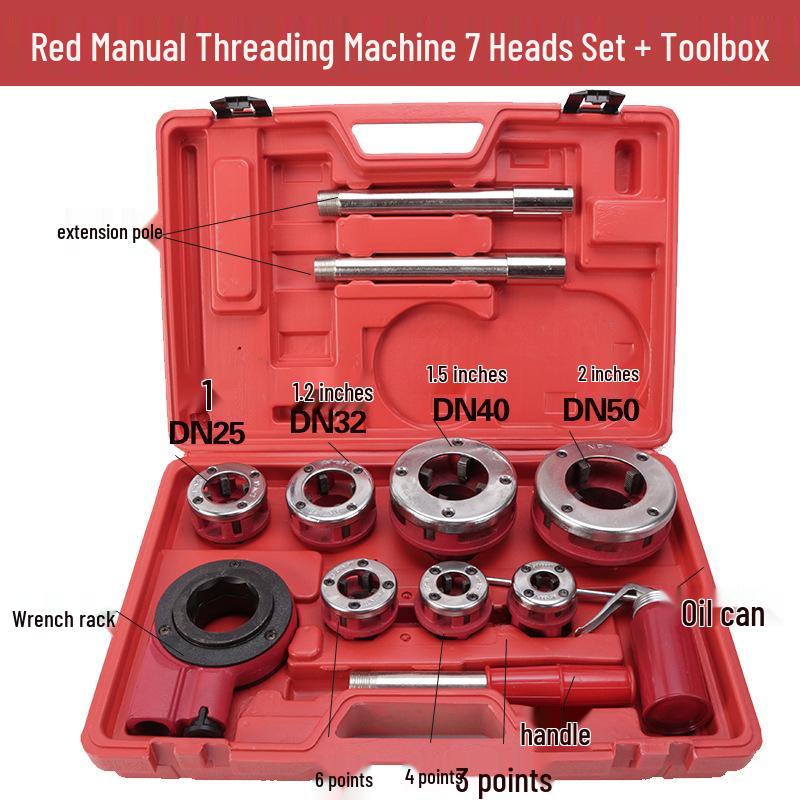 Durable 1/2-4 inch Manual Pipe Threader for Iron, Galvanized, and Water Pipes